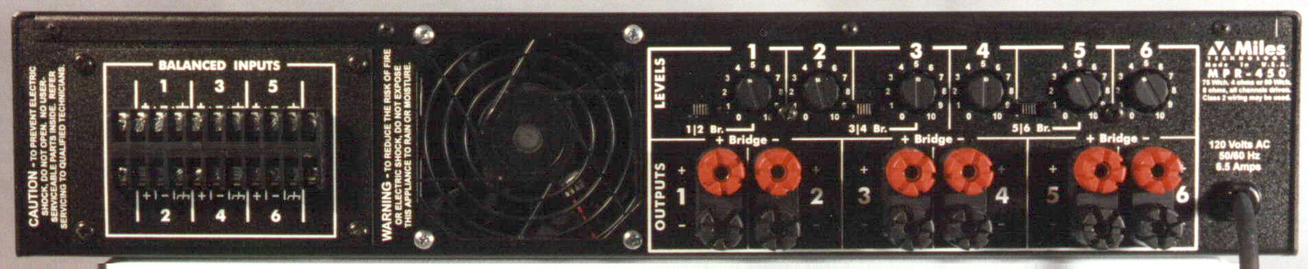 MPR-450 Six-Channel Amplifier Back
